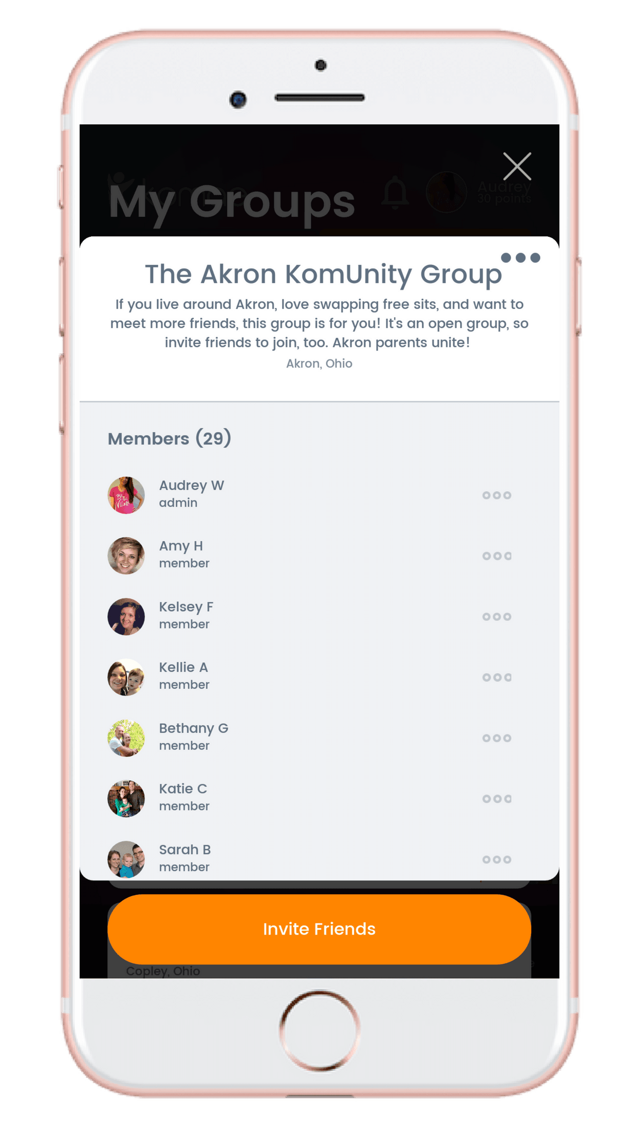 coordinate groups on the babysitting co-op app