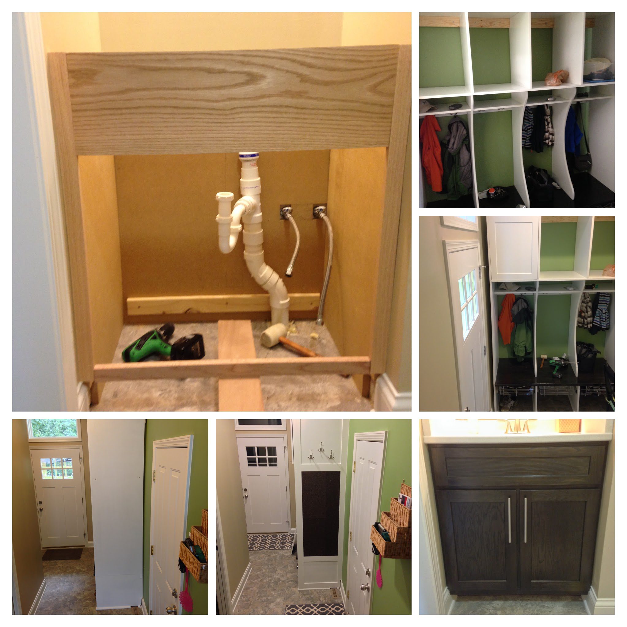 DIY project of kids cubbies and a bathroom