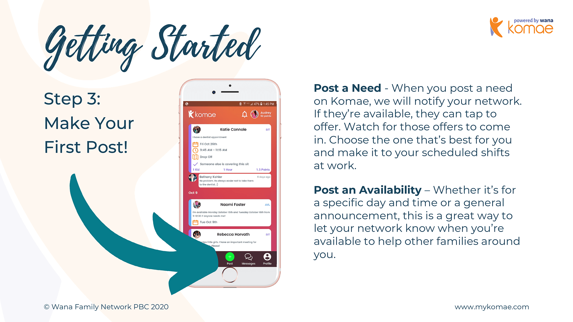 image of Komae app showing how to make your first sit request
