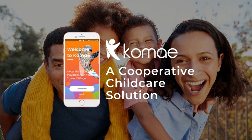 Happy Family of four showcasing the Komae app