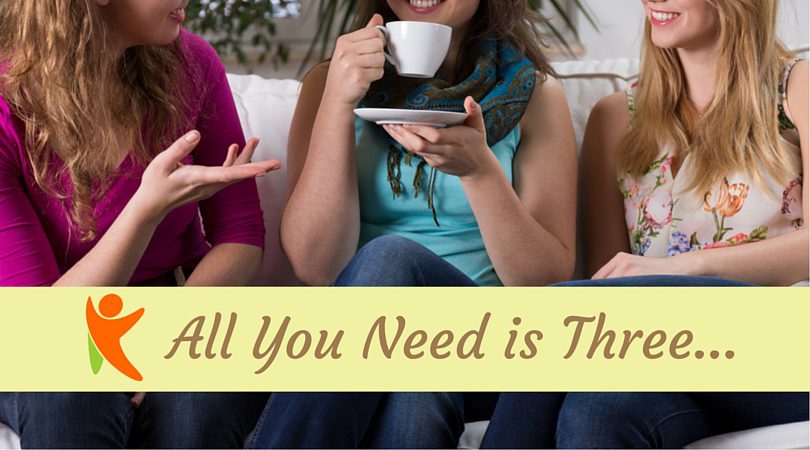 Three friends in the same social circle sharing coffee.