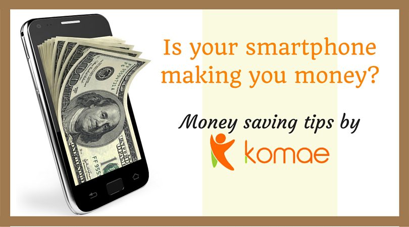 Phone with money coming out of it. Apps to save you time and money